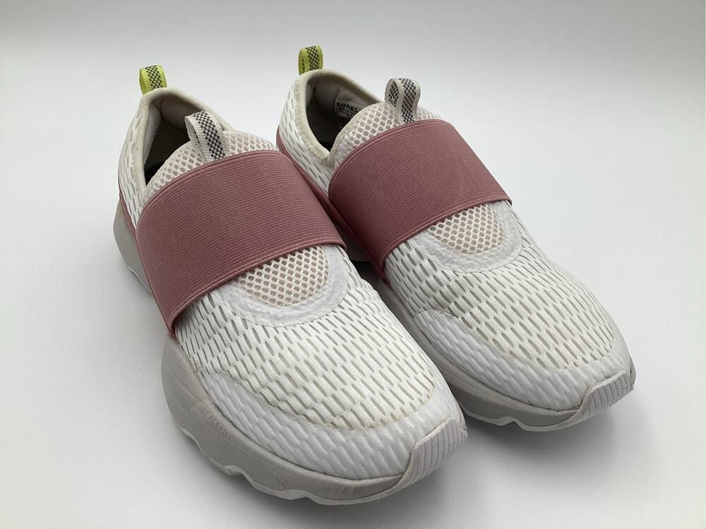 Sorel Women's Kinetic Impact Strap Sneakers White Pink Mauve Slip On size 9